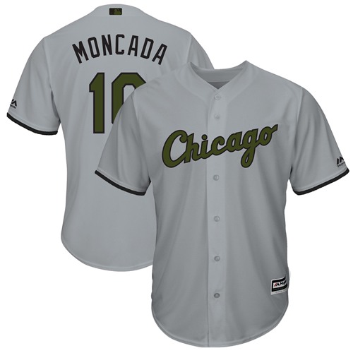 White Sox #10 Yoan Moncada Grey New Cool Base 2018 Memorial Day Stitched MLB Jersey